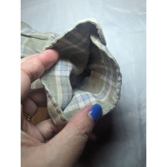Peter Millar Shirt Mens 2XL green Plaid Linen Long Sleeve Button Up Collared - Picture 13 of 15